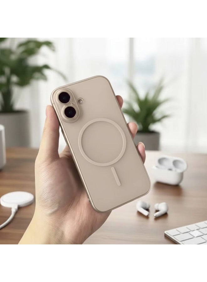 Magsafe Luxury Matte Case for iPhone 17, Slim Magnetic Shockproof Cover | Desert Titanium